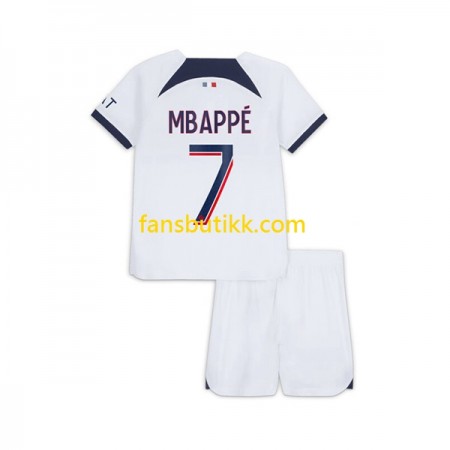 Fotballdrakt Paris Saint-Germain PSG Kylian Mbappé 7 Barn Bortetrøye 2023-2024 Kortermet